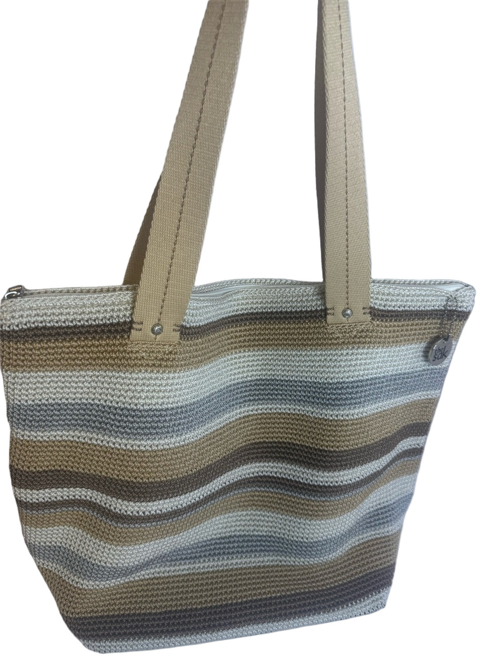 The Sak Mendocino Stripe Crochet XL Zip Top Tote Bag